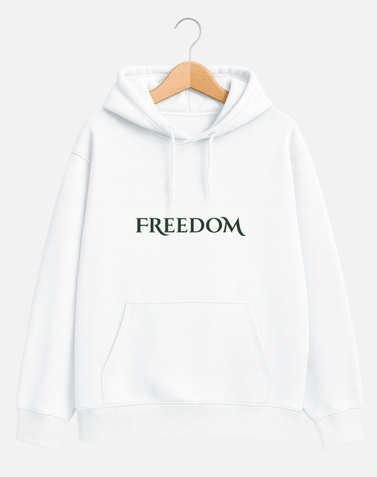 Freedom Oversized White Cotton Hoodie