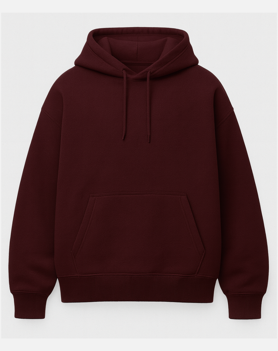 Oversized Solid Hoodie | Winter Essential | Maroon