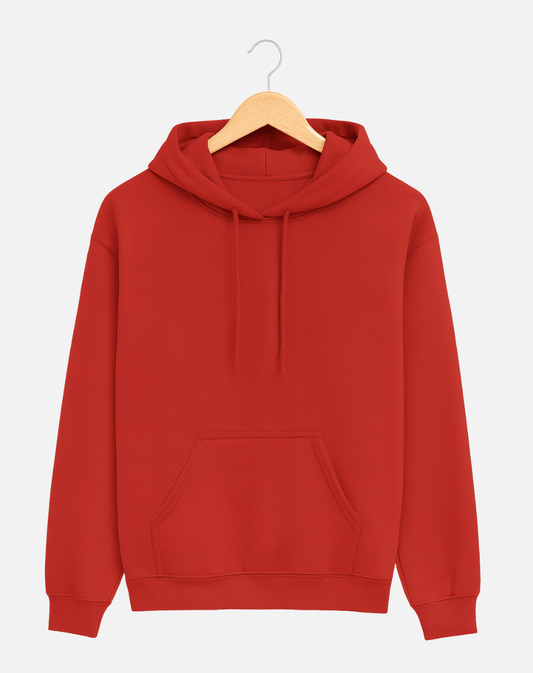 Regular Fit Solid Hoodie | Cotton Warm Winter Wear | Red