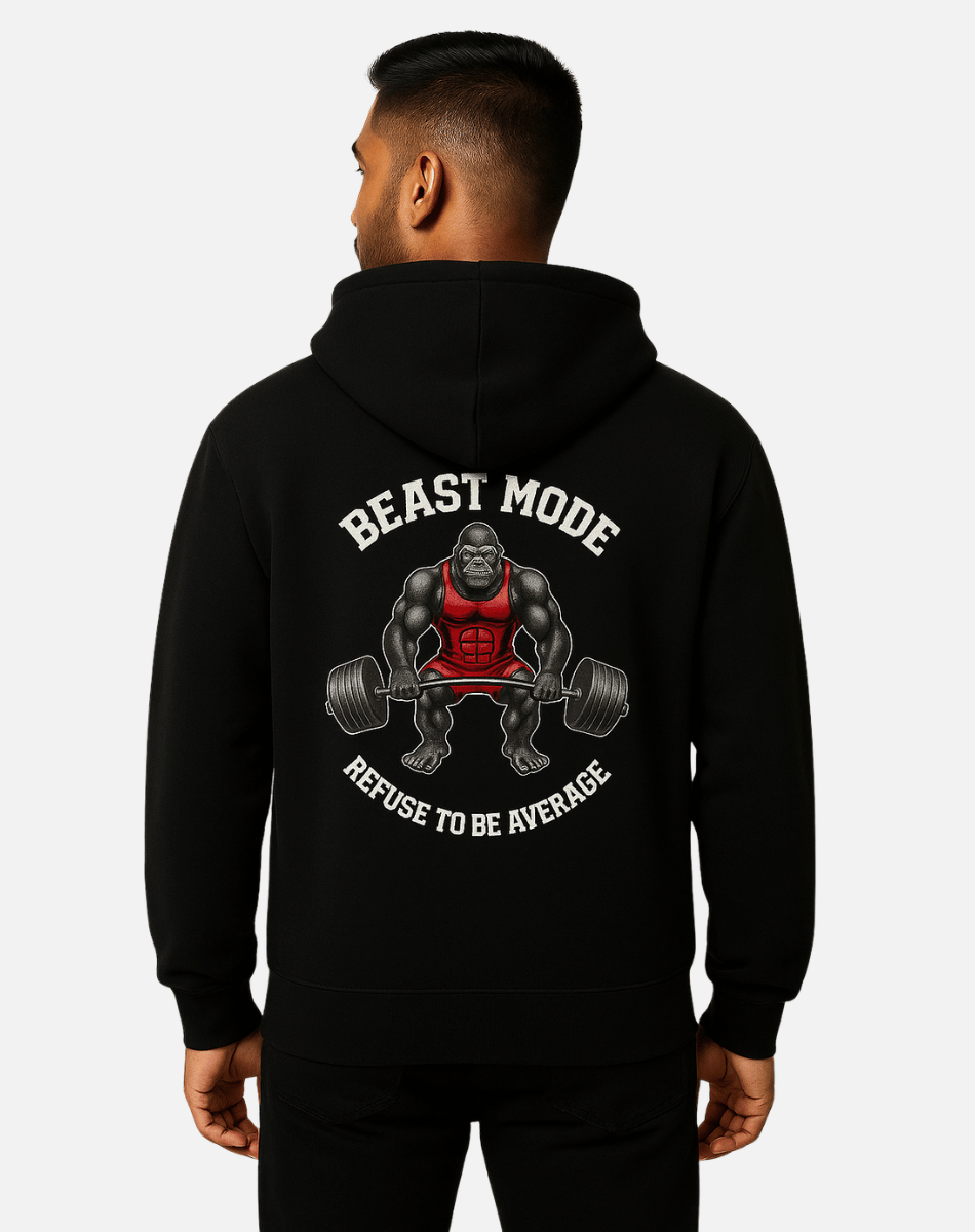 Graphic Back Printed Zipper Hoodie | 400 GSM | Beast Mode On