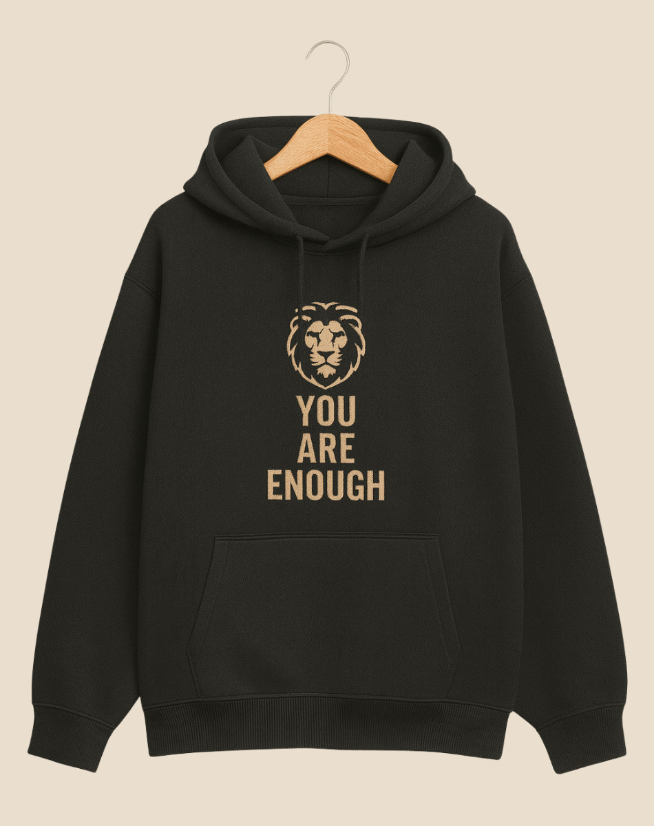 Printed Black Hoodie | Oversized Fit | 400 GSM Fleece | You Are Enough