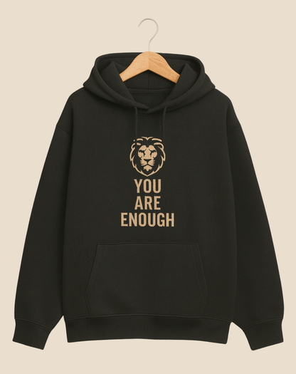 Printed Black Hoodie | Oversized Fit | 400 GSM Fleece | You Are Enough