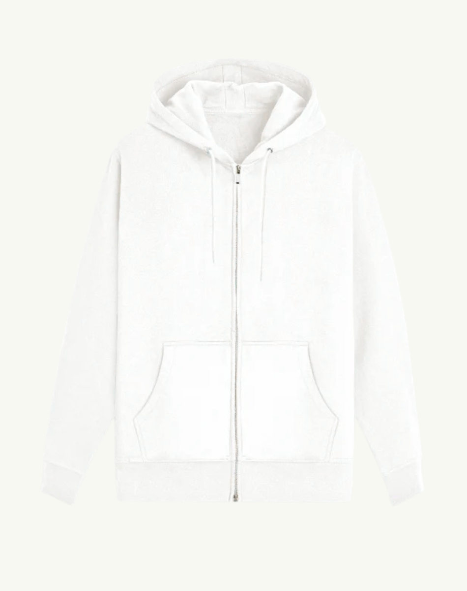 White Zip Hoodie - 400 GSM Comfort for Ultimate Warmth