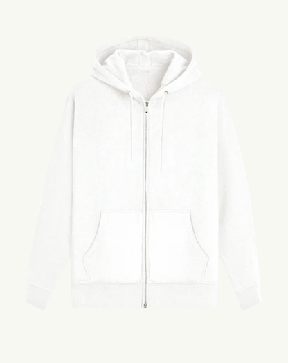 White Zip Hoodie - 400 GSM Comfort for Ultimate Warmth