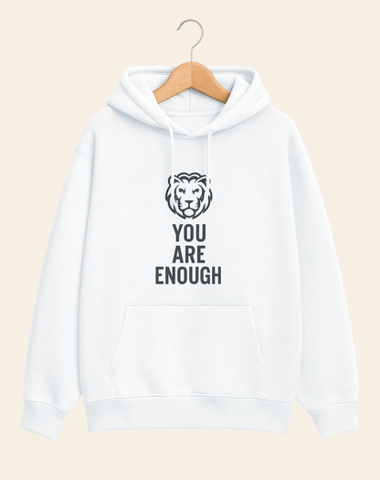 Printed White Hoodie | Oversized Fit | 400 GSM Fleece | You Are Enough