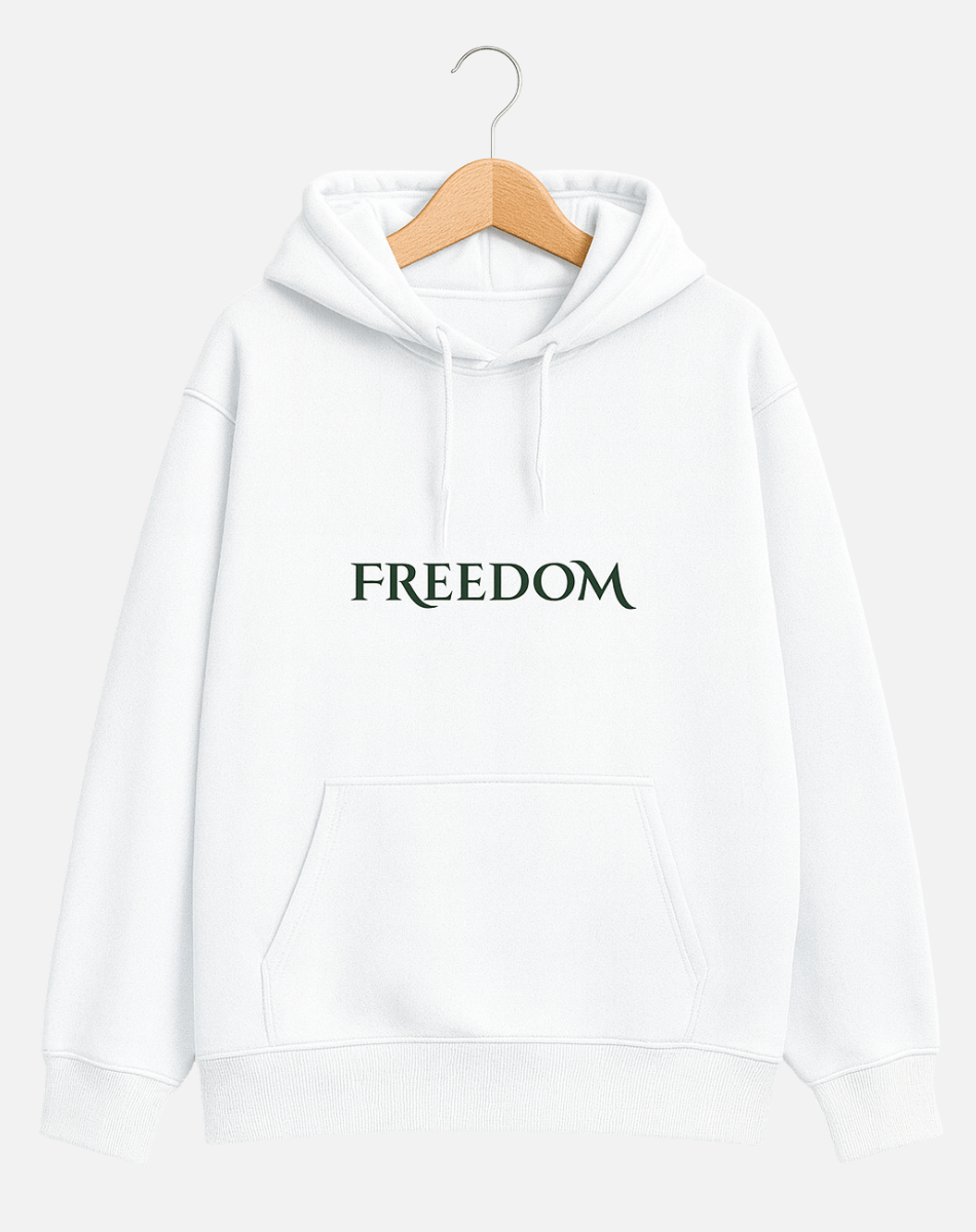 Freedom Oversized White Cotton Hoodie