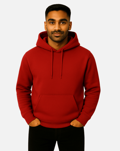 Regular Fit Solid Hoodie | Cotton Warm Winter Wear | Red