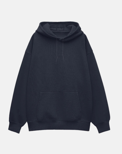 Oversized Solid Hoodie | Navy Blue