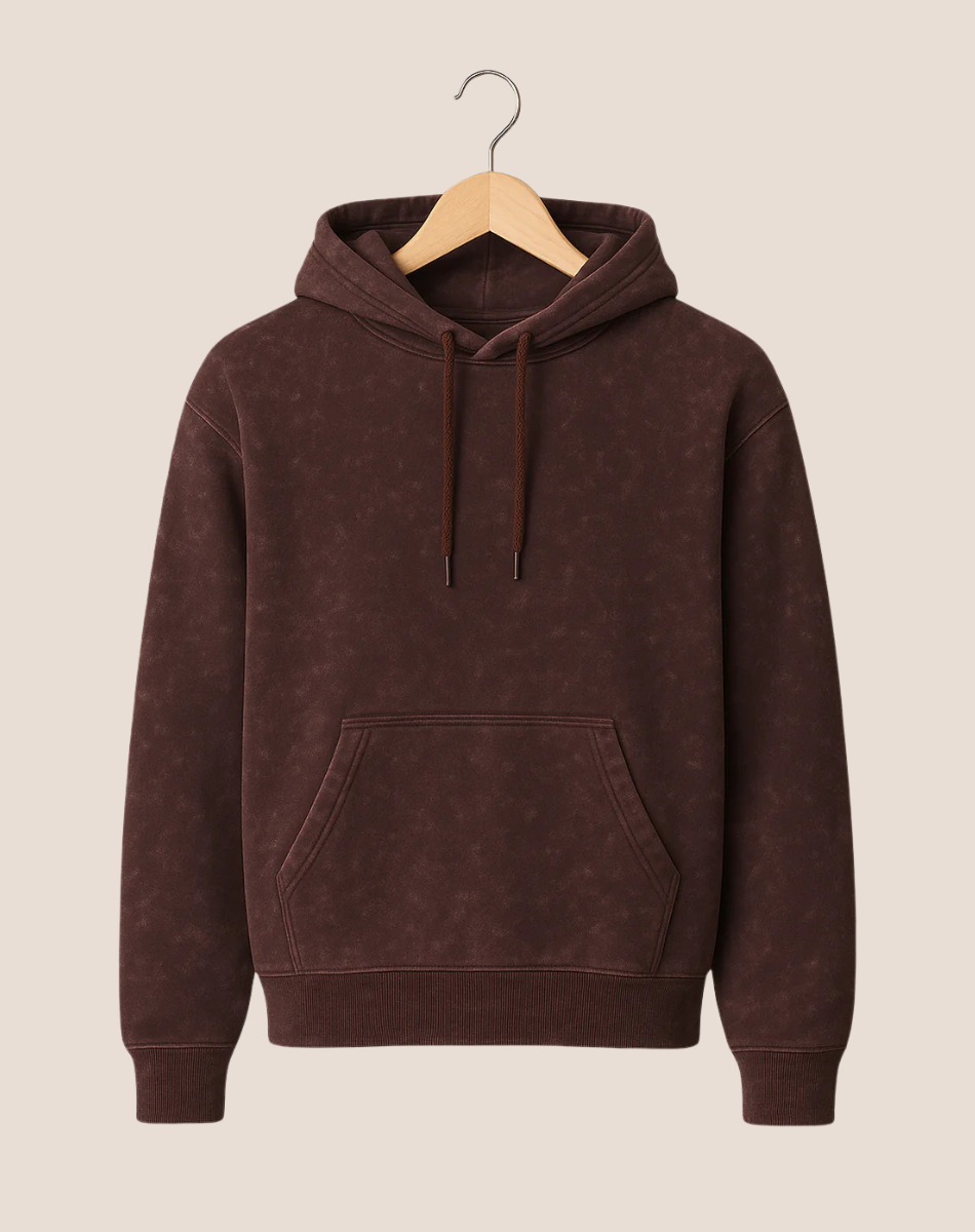 Acid Wash Regular Fit Hoodie | Premium Winter Wear | Maroon