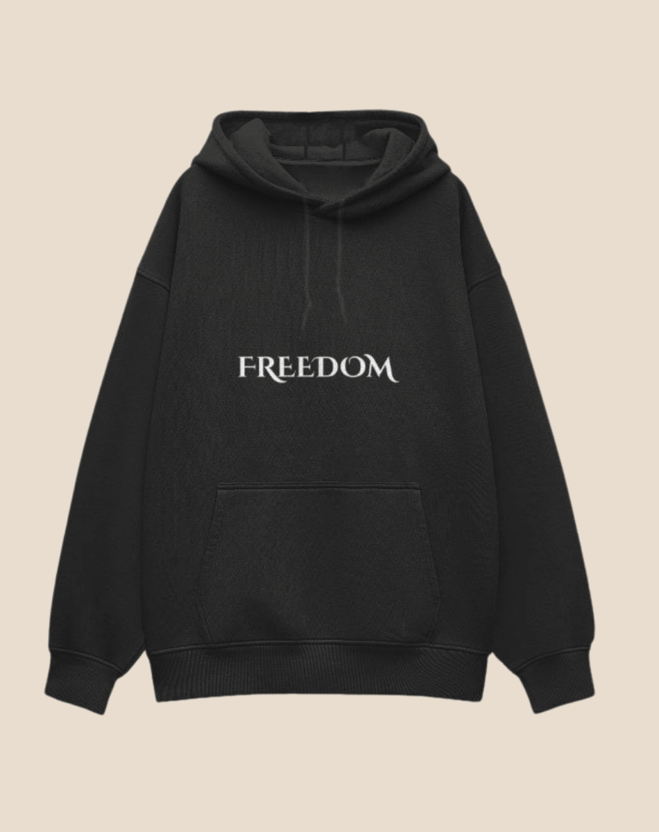 Printed 100% Cotton Hoodie | Oversized Fit | 400 GSM Fleece | Freedom