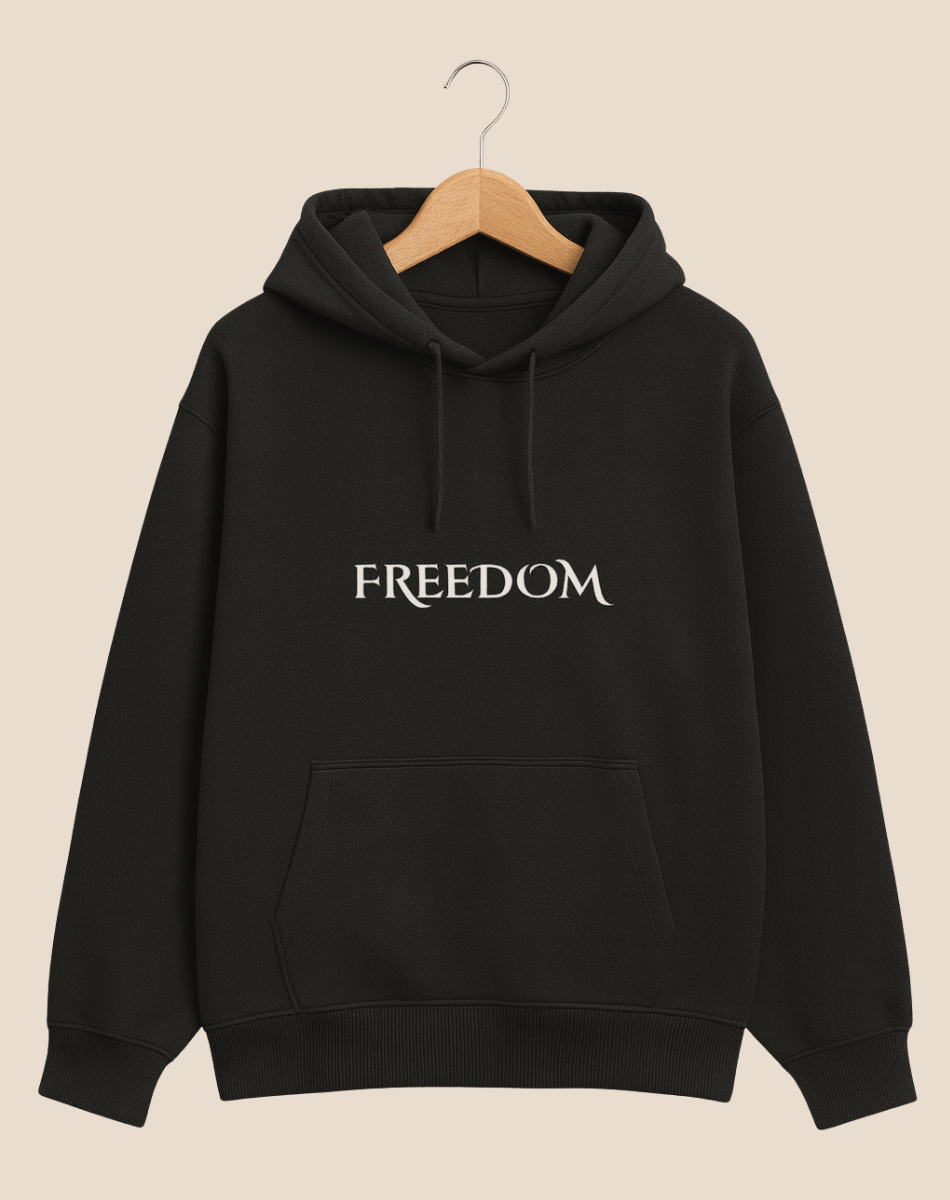 Printed 100% Cotton Hoodie | Oversized Fit | 400 GSM Fleece | Freedom