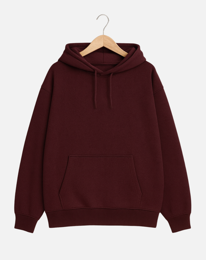 Oversized Solid Hoodie | Winter Essential | Maroon