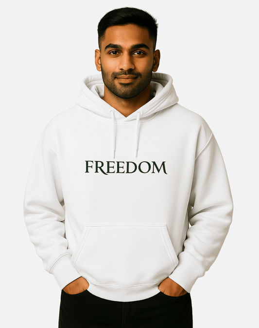 Freedom Oversized White Cotton Hoodie