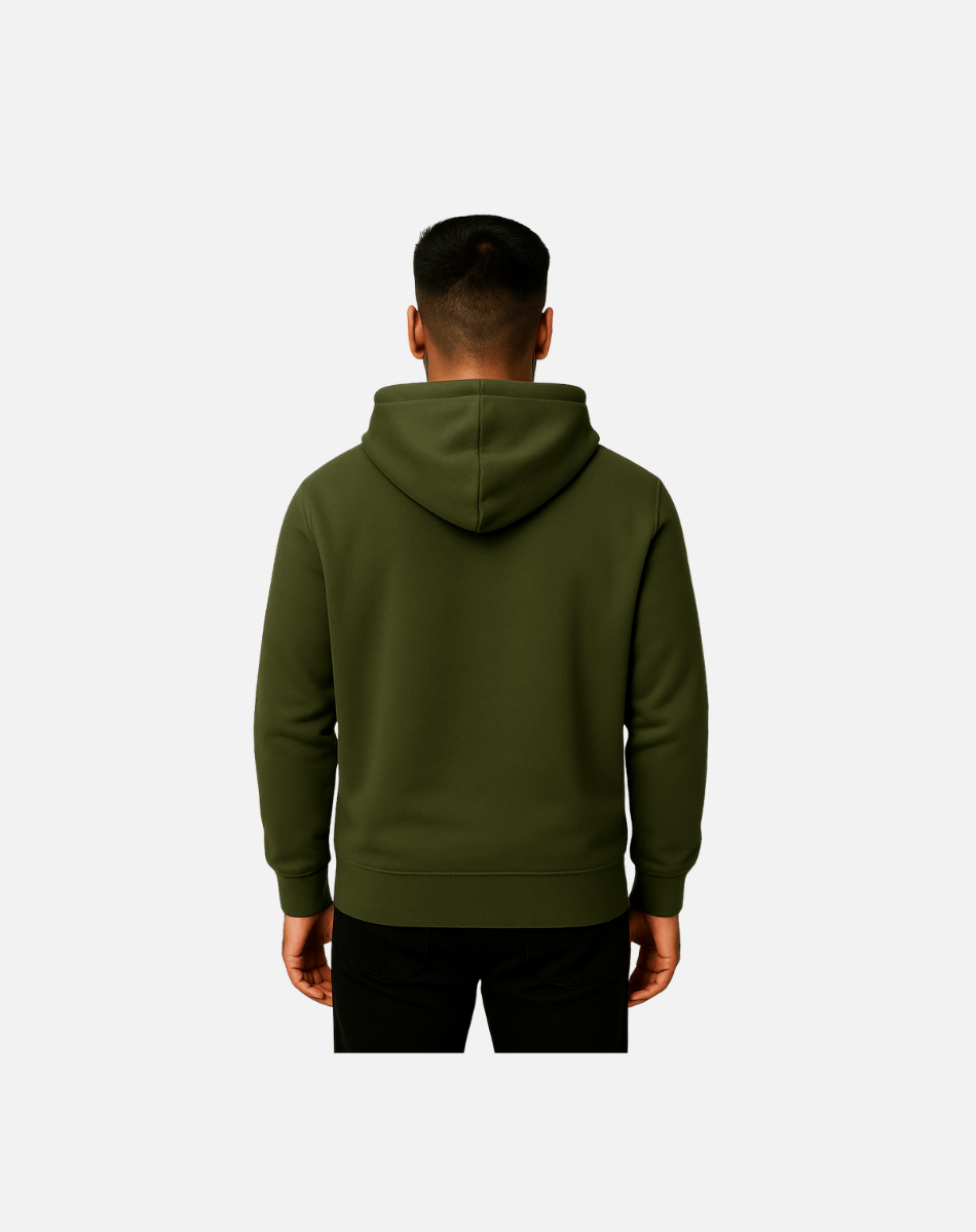 Regular Fit Solid Hoodie | Winter Wear | Olive Green