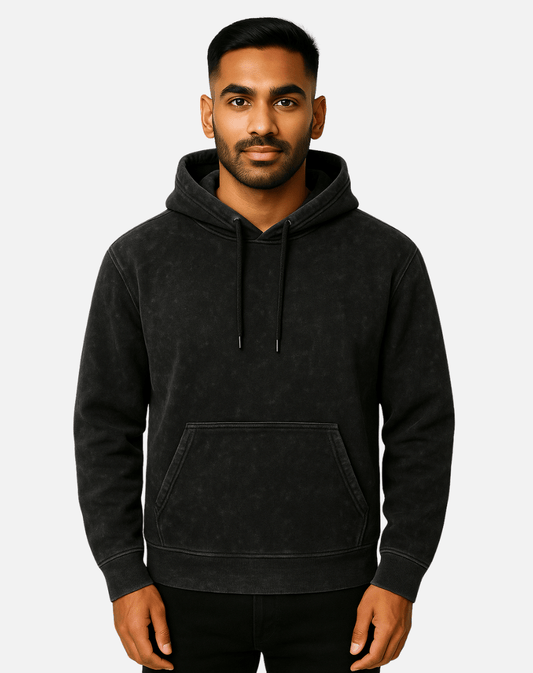 Acid Wash Hoodie | Oversized Cotton| 300 GSM | Black