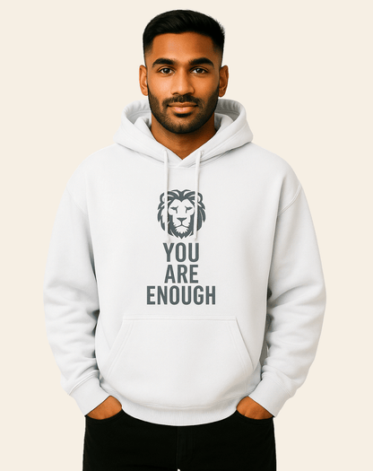 Printed White Hoodie | Oversized Fit | 400 GSM Fleece | You Are Enough
