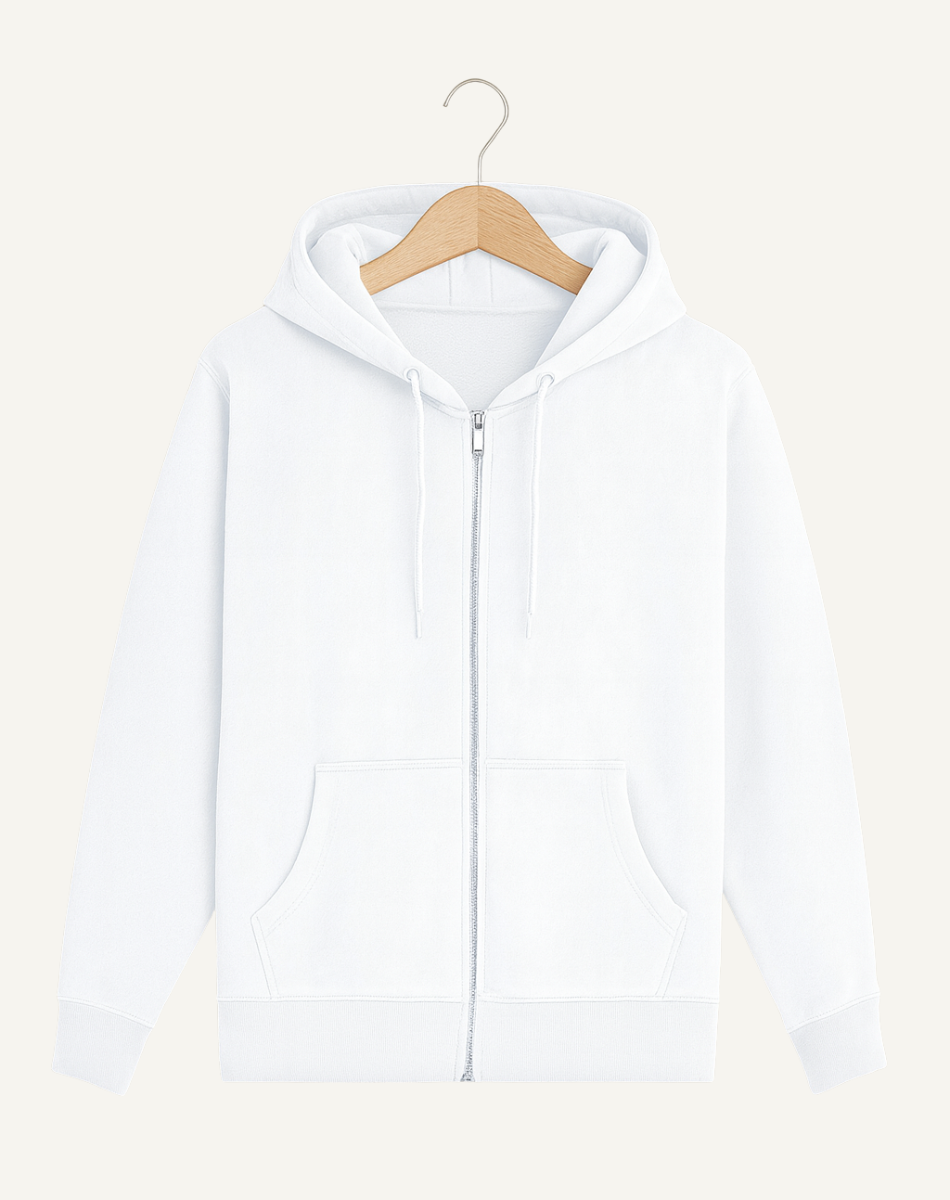 White Zip Hoodie - 400 GSM Comfort for Ultimate Warmth