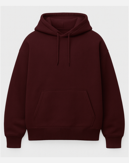 Oversized Solid Hoodie | Winter Essential | Maroon