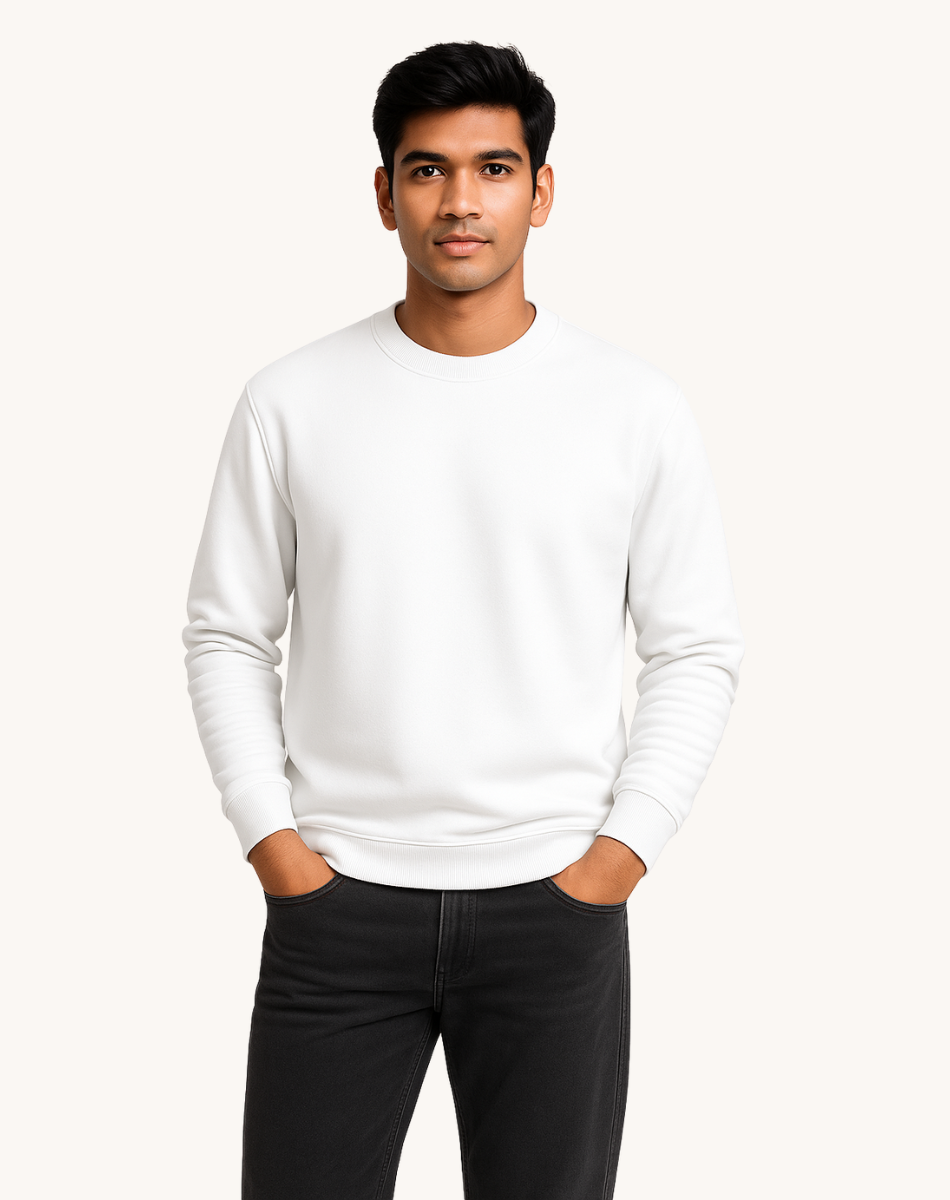 White Solid Sweatshirt