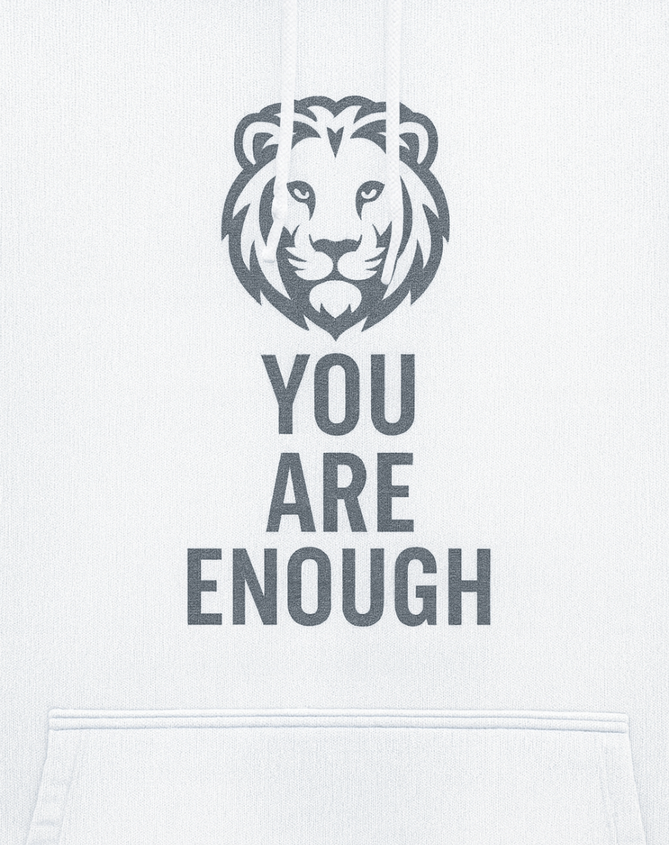 Printed White Hoodie | Oversized Fit | 400 GSM Fleece | You Are Enough
