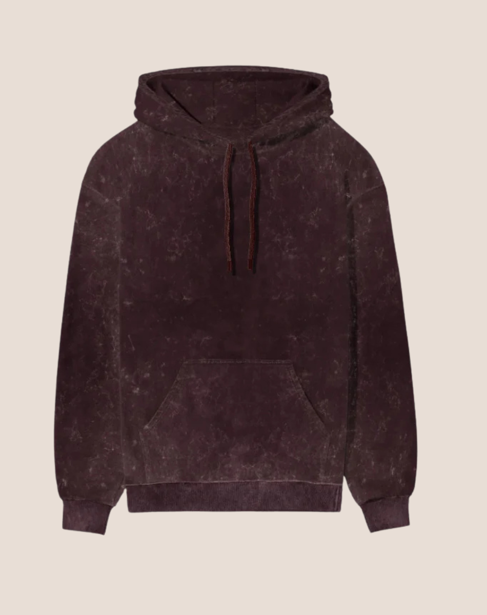 Acid Wash Regular Fit Hoodie | Premium Winter Wear | Maroon