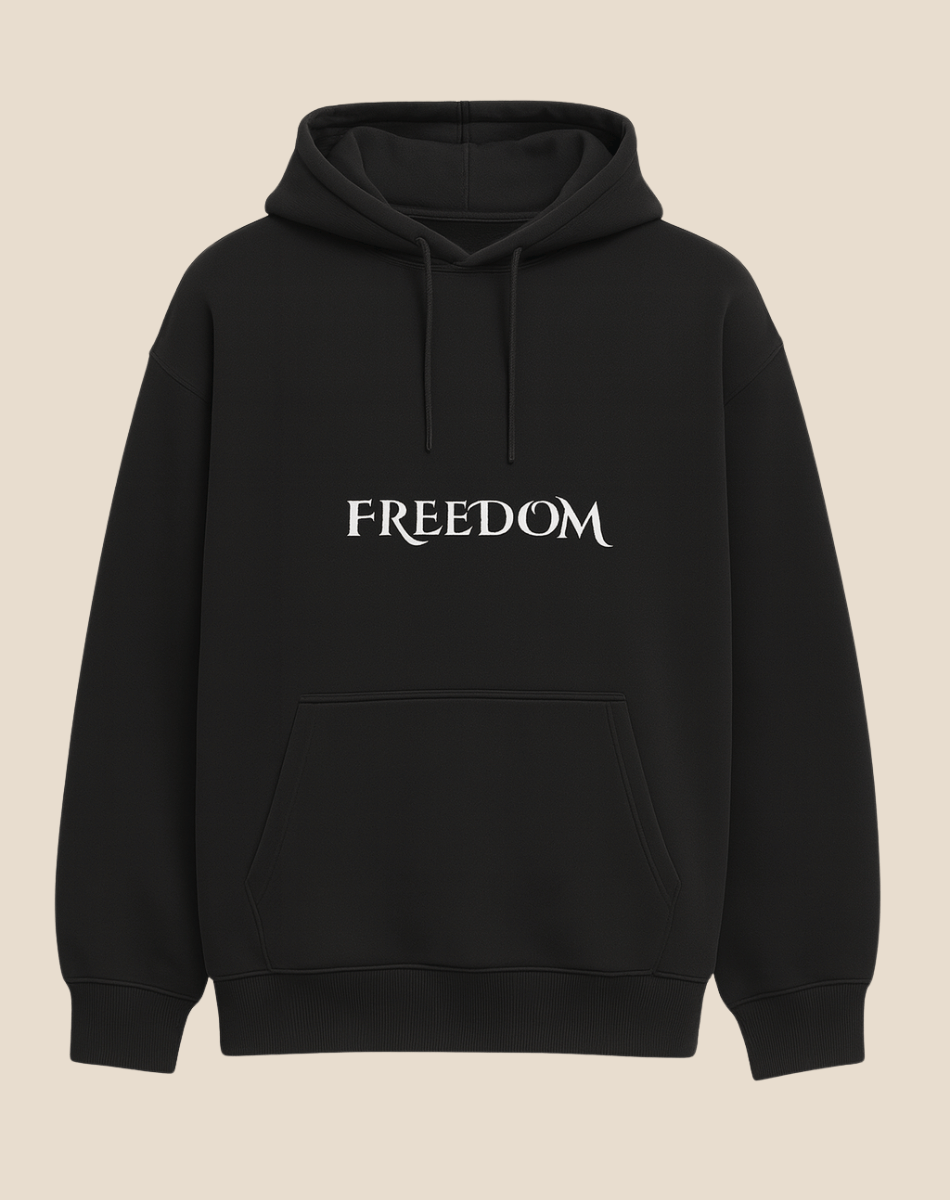 Printed 100% Cotton Hoodie | Oversized Fit | 400 GSM Fleece | Freedom