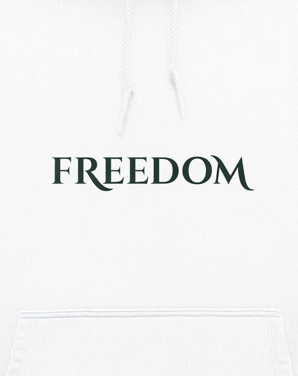 Freedom Oversized White Cotton Hoodie