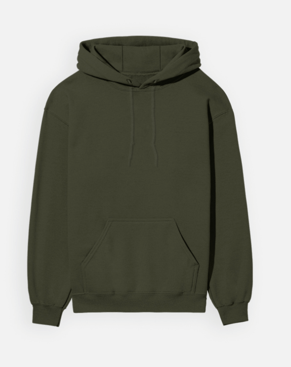 Regular Fit Solid Hoodie | Winter Wear | Olive Green