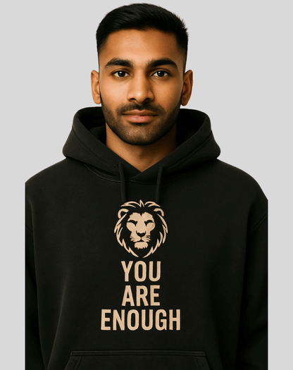 Printed Black Hoodie | Oversized Fit | 400 GSM Fleece | You Are Enough
