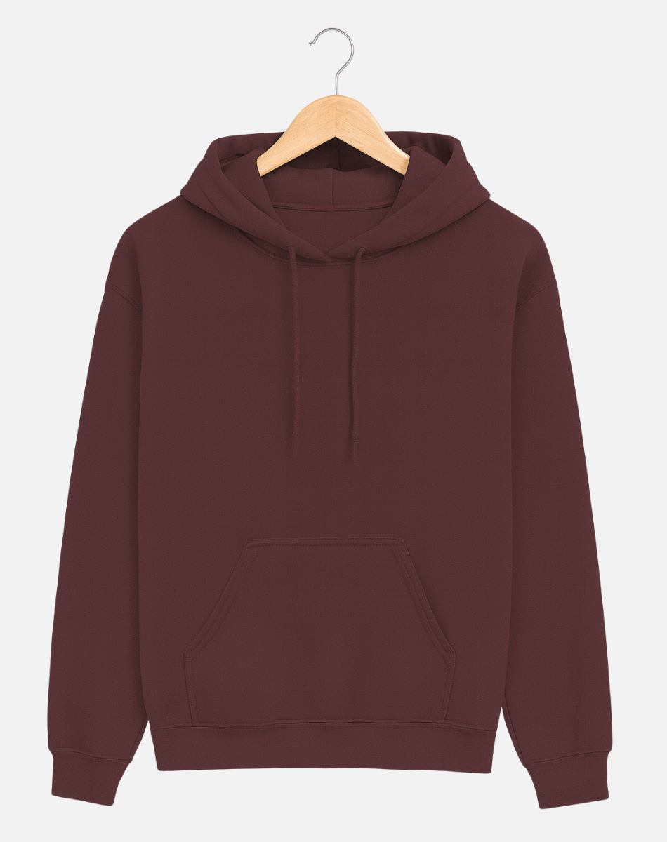 Regular Fit Solid Cotton Hoodie | Warm Winter Wear | Maroon