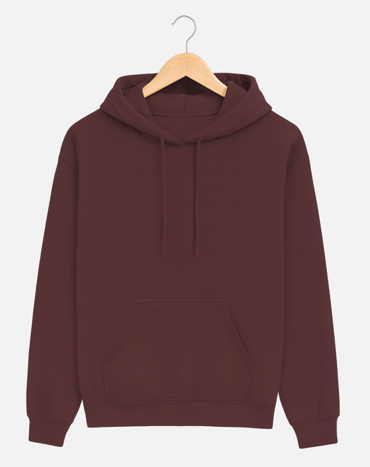 Regular Fit Solid Cotton Hoodie | Warm Winter Wear | Maroon