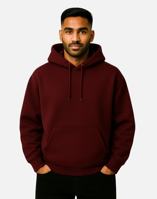 Oversized Solid Hoodie | Winter Essential | Maroon