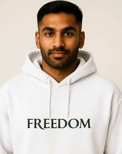 Freedom Oversized White Cotton Hoodie