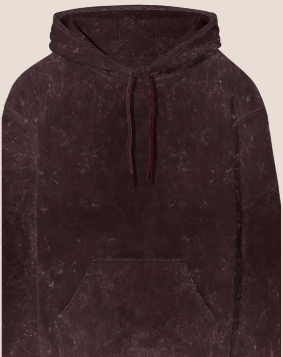 Acid Wash Regular Fit Hoodie | Premium Winter Wear | Maroon