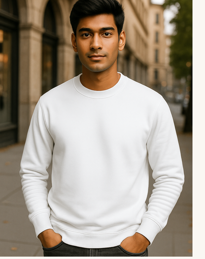 White Solid Sweatshirt