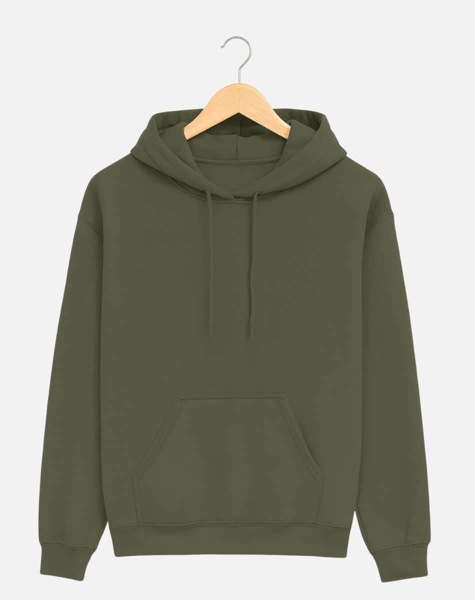 Regular Fit Solid Hoodie | Winter Wear | Olive Green