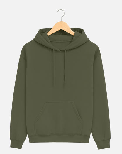 Regular Fit Solid Hoodie | Winter Wear | Olive Green