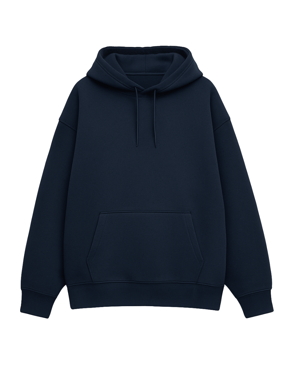 Oversized Solid Hoodie | Navy Blue