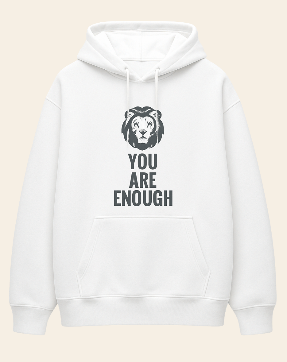 Printed White Hoodie | Oversized Fit | 400 GSM Fleece | You Are Enough