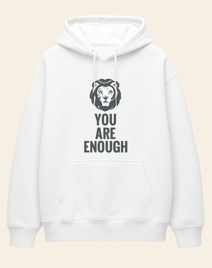 Printed White Hoodie | Oversized Fit | 400 GSM Fleece | You Are Enough