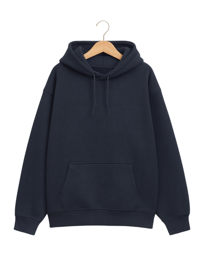 Oversized Solid Hoodie | Navy Blue