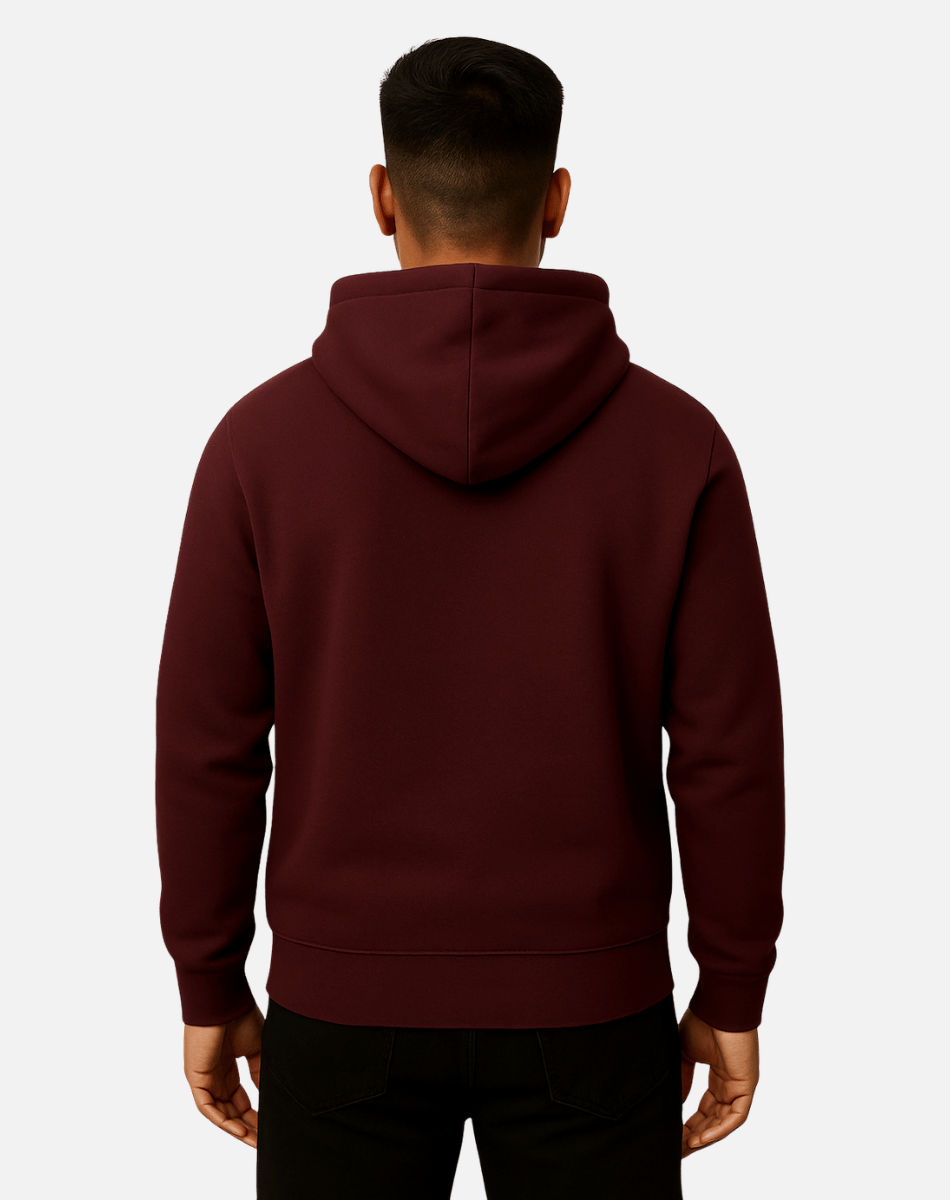 Regular Fit Solid Cotton Hoodie | Warm Winter Wear | Maroon