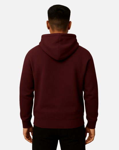 Regular Fit Solid Cotton Hoodie | Warm Winter Wear | Maroon