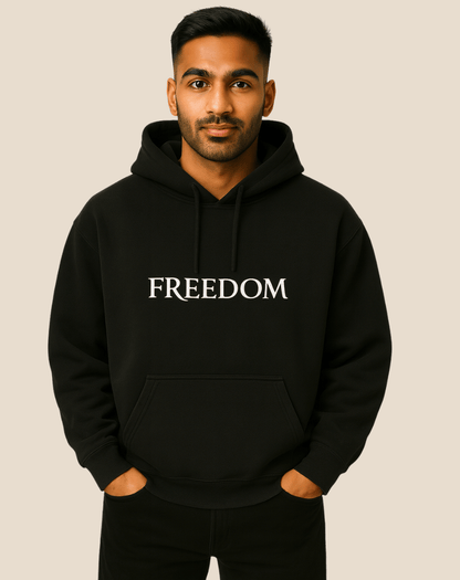 Printed 100% Cotton Hoodie | Oversized Fit | 400 GSM Fleece | Freedom