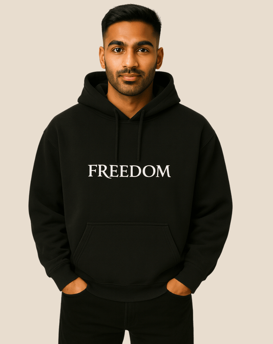 Printed 100% Cotton Hoodie | Oversized Fit | 400 GSM Fleece | Freedom