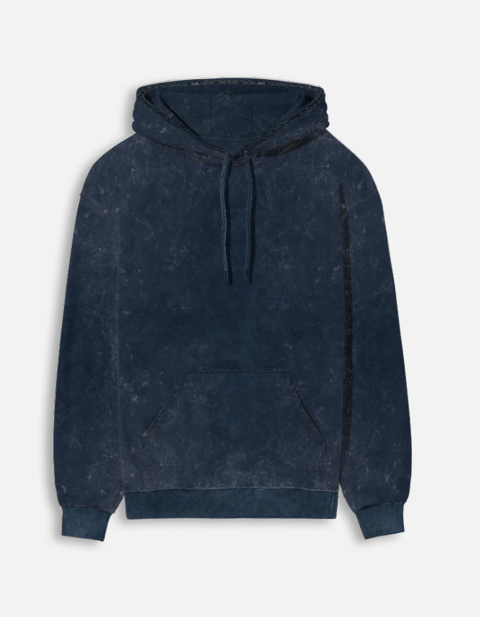 Acid Wash Navy Blue Hoodie | Eposhak