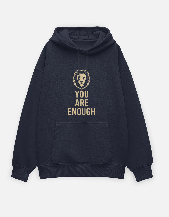 Printed Black Hoodie | Oversized Fit | 400 GSM Fleece | You Are Enough