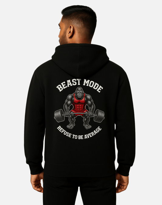Graphic Back Printed Zipper Hoodie | 400 GSM | Beast Mode On