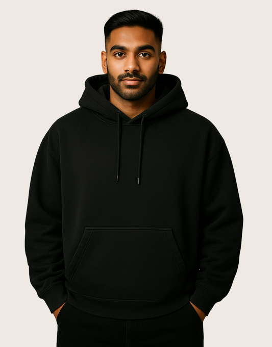 Classic Oversized Hoodie | 400 GSM Heavy Fleece | Black