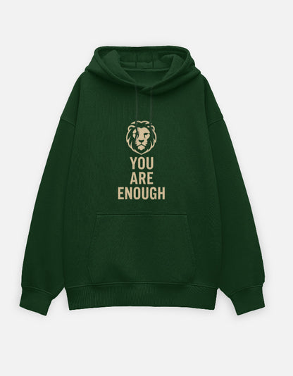 Printed Black Hoodie | Oversized Fit | 400 GSM Fleece | You Are Enough